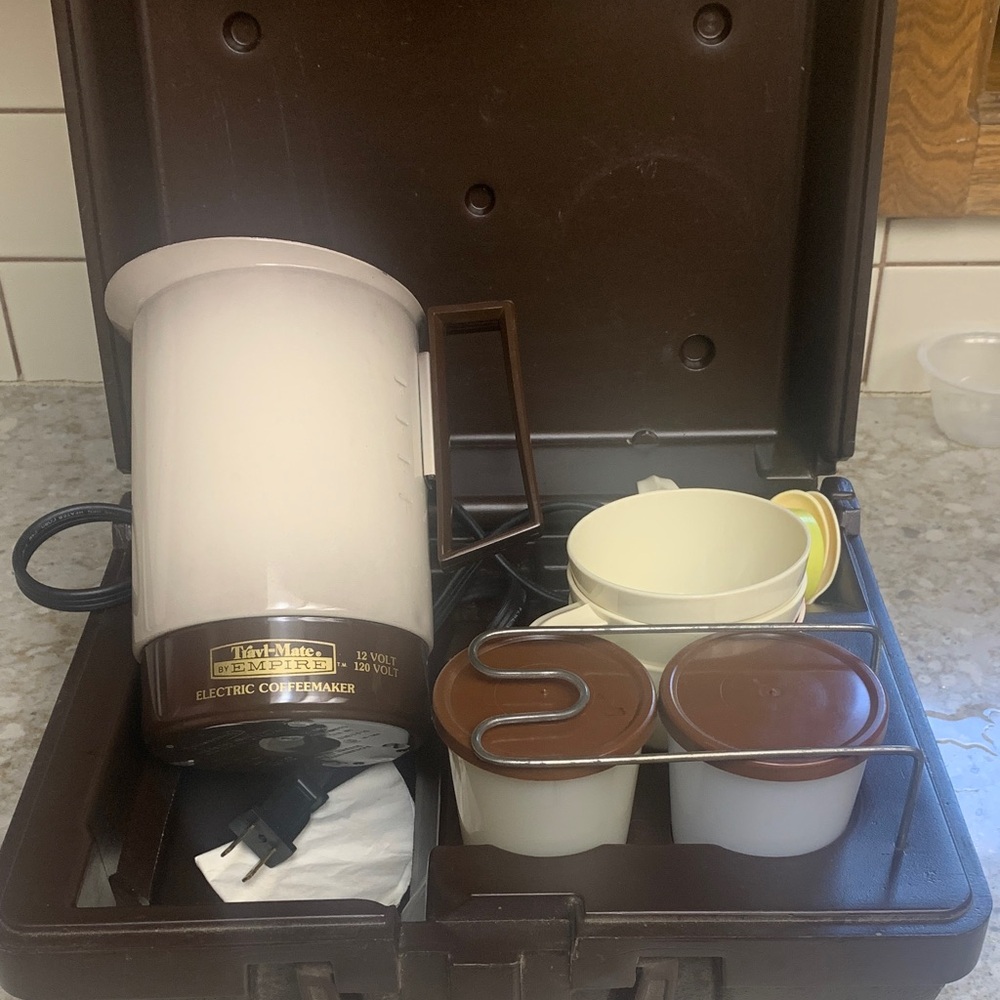 White and Brown Electric Coffee Maker Kit